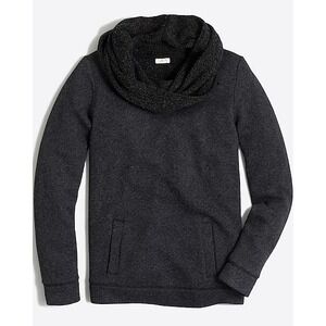 J Crew Funnelneck Sweatshirt Sweater Charcoal Gray Wool Blend Cowl Neck Small